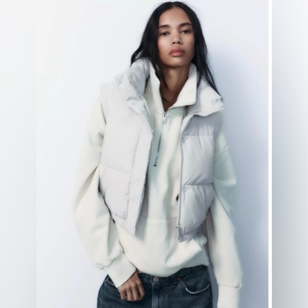 ZARA CROPPED RUBBERIZED PUFFER VEST